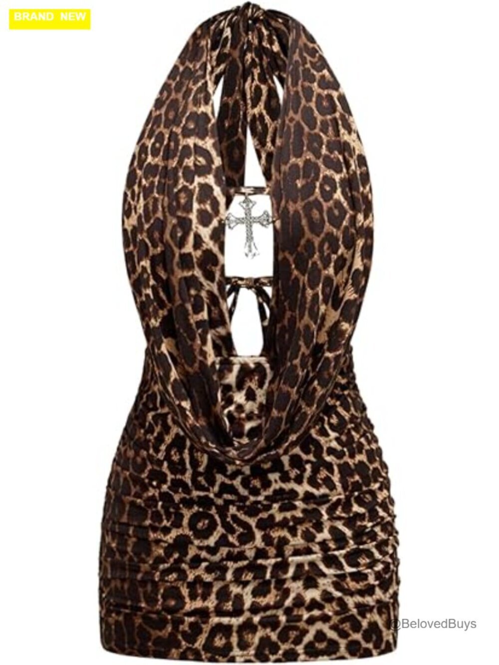 Halter Mini Dress Deep V Neck Sleeveless Bodycon Ruched Party Club Dresses